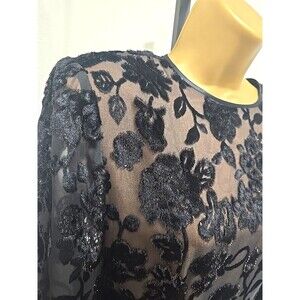 Vtg Velvet Lace Black Maxi Dress 6 Formal Evening Illusion Modest Dark Romance